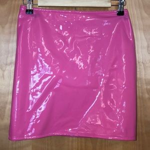 Windsor pink mini latex skirt